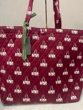 Vera Bradley Burgundy Quilted Tote with Mini Bag Print